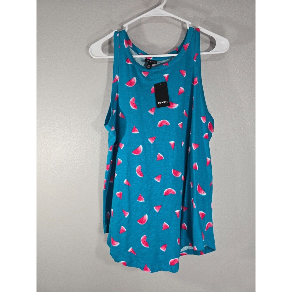 Torrid Blue watermelon print Tank top Size Large / 00 Fruit Tropical NWT BO